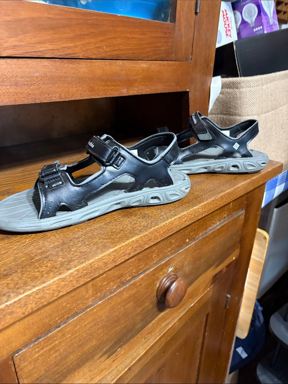 Columbia Black and Gray Kids' Adjustable Outdoor Sandals